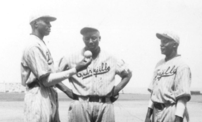 The Dragones of Ciudad Trujillo 1937 national champs included Negro Leagues stars (l. to r.) Satchel Paige and catchers Josh Gibson and Cy Perkins. 
